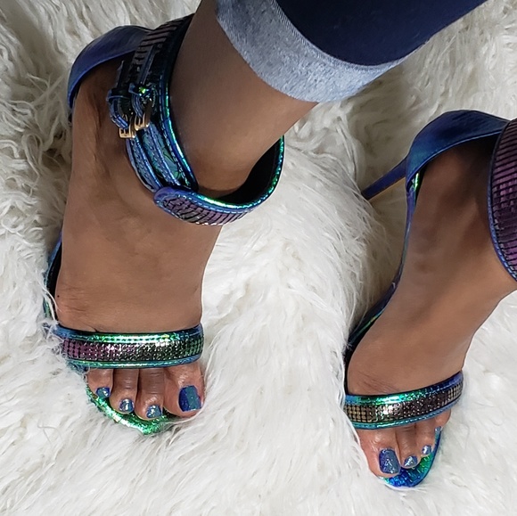 Mermaid Holographic Iridescent Open Toe Heel - Picture 4 of 8
